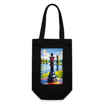 Schach | Schachfigur | Schachspieler - Geschenkbeutel für Flaschen - Schwarz - Vorne