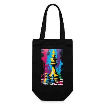 Schach | Schachfigur | Schachspieler - Geschenkbeutel für Flaschen - Schwarz - Vorne