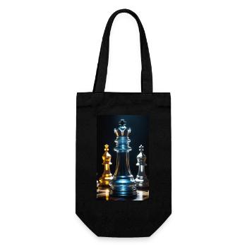 Schach | Schachfigur | Schachspieler - Geschenkbeutel für Flaschen - Schwarz - Vorne
