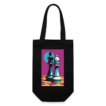 Schach | Schachfigur | Schachspieler - Geschenkbeutel für Flaschen - Schwarz - Vorne