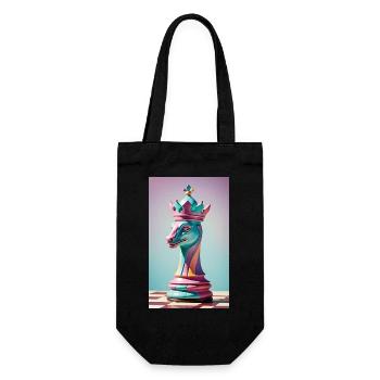 Schach | Schachfigur | Schachspieler - Geschenkbeutel für Flaschen - Schwarz - Vorne