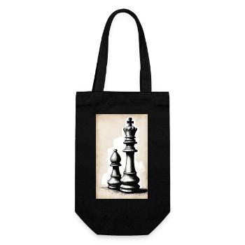 Schach | Schachfigur | Schachspieler - Geschenkbeutel für Flaschen - Schwarz - Vorne