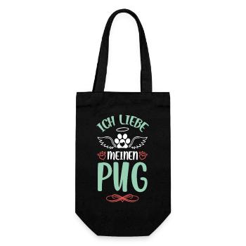 Ich liebe meinen Pug mit Flügeln - Geschenkbeutel für Flaschen - Schwarz - Vorne