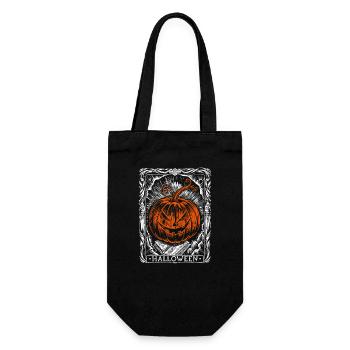 Halloween-Kürbis-Tarotkarte, Herbst - Geschenkbeutel für Flaschen - Schwarz - Vorne