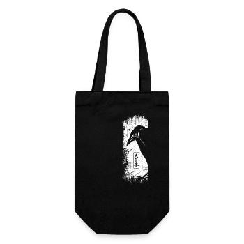 Schwarz-weißer japanischer Rabe - minimalistisches Design - Geschenkbeutel für Flaschen - Schwarz - Vorne