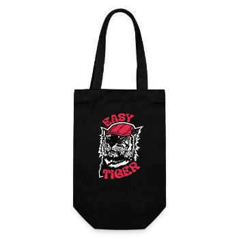 Einfacher Tiger, Vintage-Illustration, Tigergesicht - Geschenkbeutel für Flaschen - Schwarz - Vorne