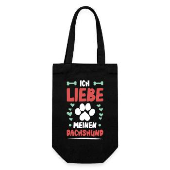 Ich liebe meinen Dachshund - Geschenkbeutel für Flaschen - Schwarz - Vorne