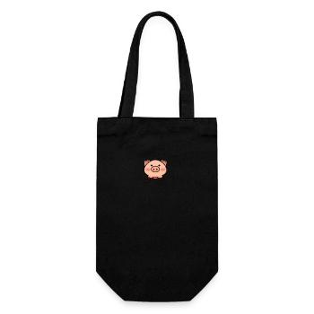Kawaii Pig - Cute Animal Design - Gift Bag for Bottles - black - Front