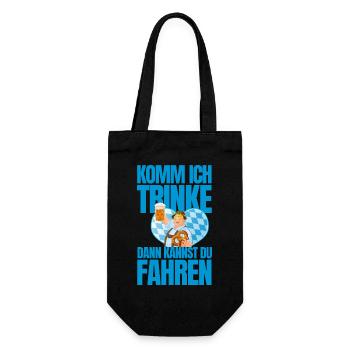 Komm ich trinke dann kannst du fahren - Geschenkbeutel für Flaschen - Schwarz - Vorne
