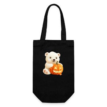Halloween polar bear with pumpkin - Gift Bag for Bottles - black - Front