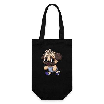 Sporty pug: Fit and active on the road - Gift Bag for Bottles - black - Front