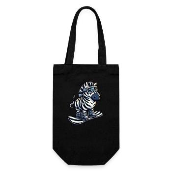 Zebra Snowboard Champion - Climb the Mountain in Style - Gift Bag for Bottles - black - Front