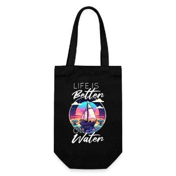 La vie est plus belle sur l’eau - Voilier - Sac à bouteille - noir - Devant