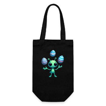 Easter with Alien: Egg Juggling - Gift Bag for Bottles - black - Front