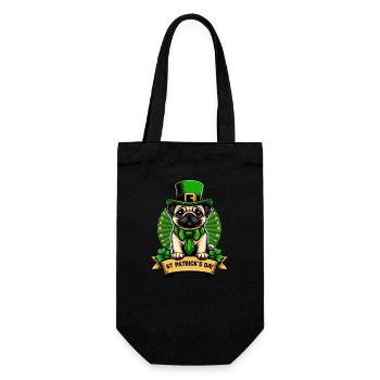 St. Patrick's Day Pug Dog - Gift Bag for Bottles - black - Front