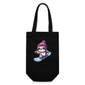 Sloth Snowboarder Winter Winter Sports Holiday - Gift Bag for Bottles - black - Front