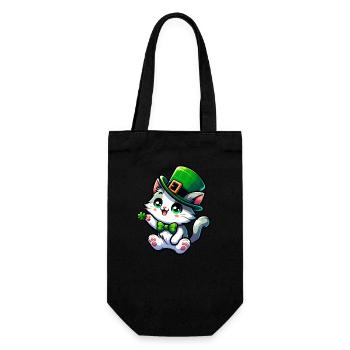 Dessin animé de chat de la Saint-Patrick - Sac à bouteille - noir - Devant