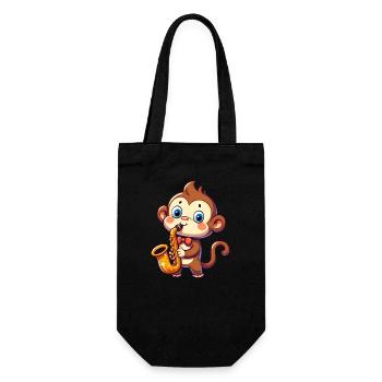 Jazz Monkey Saxophonist Music Chimpanzee - Gift Bag for Bottles - black - Front