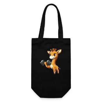 Giraffe Bench Press Workout - Gift Bag for Bottles - black - Front