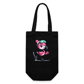 Flamingo Skier Winter Fun - Gift Bag for Bottles - black - Front