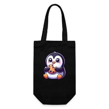 Pinguin Cookie Süßer Nachtisch Keks - Geschenkbeutel für Flaschen - Schwarz - Vorne