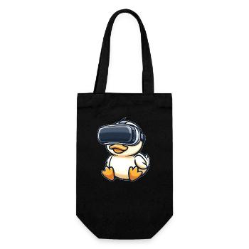 Ente Erpel VR Virtual Reality Gamer Zocker Süß - Geschenkbeutel für Flaschen - Schwarz - Vorne