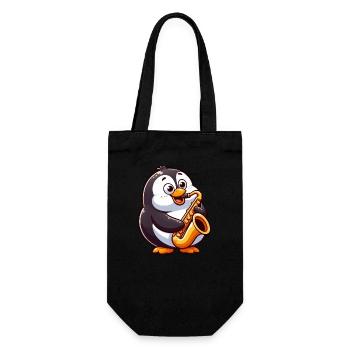 Süßer Pinguin Saxofonist Klassische Musik Cartoon - Geschenkbeutel für Flaschen - Schwarz - Vorne