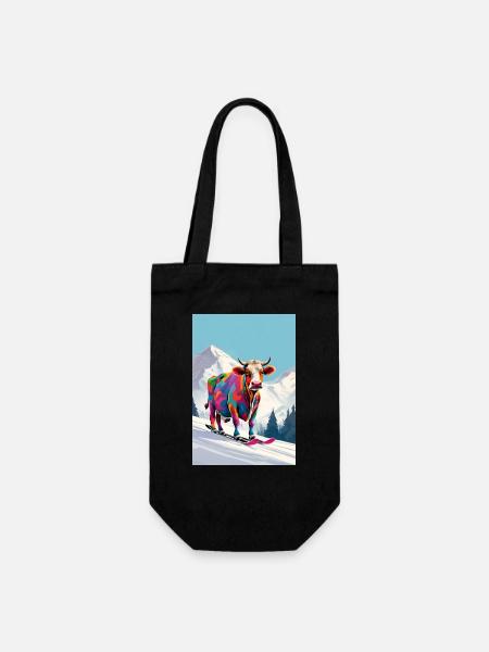 Vache sur les skis - Sac à bouteille - noir