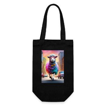 Spectacled sheep in the city - Gift Bag for Bottles - black - Front