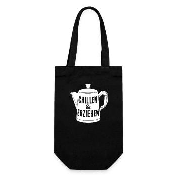 Chill & Erzieh Betreuerin Fun Shirt Idee - Geschenkbeutel für Flaschen - Schwarz - Vorne