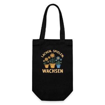 Lachen Spielen Wachsen Erzieherin Liebe Freude - Geschenkbeutel für Flaschen - Schwarz - Vorne