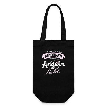 Mädchen liebt Angeln Fun-Fischerin Geschenkidee - Geschenkbeutel für Flaschen - Schwarz - Vorne