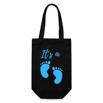Baby Announcement Pregnancy - Boy - Surprise - Gift Bag for Bottles - black - Front