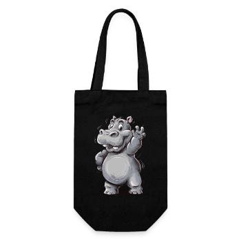 Niedliches Nipferd Baby mit Zung raus. Design - Geschenkbeutel für Flaschen - Schwarz - Vorne