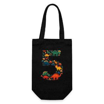 5. Geburtstag Dino Kind - Geschenkbeutel für Flaschen - Schwarz - Vorne