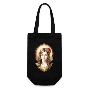 Art Nouveau woman with rose portrait in vintage style - Gift Bag for Bottles - black - Front