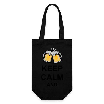 Keep Calm Bier Text - Geschenkbeutel für Flaschen - Schwarz - Vorne