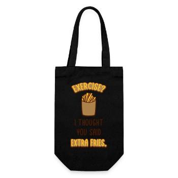 Exercise Extra Fries Quote - Gift Bag for Bottles - black - Front