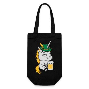 Party Einhorn Bier trinken - Geschenkbeutel für Flaschen - Schwarz - Vorne