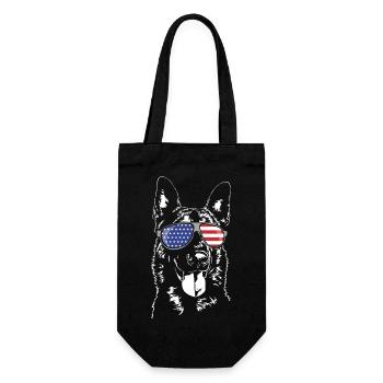 BELGIAN MALINOIS Amerika Fahne Hunde Wilsigns - Geschenkbeutel für Flaschen - Schwarz - Vorne