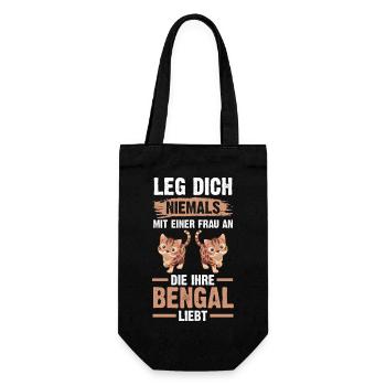 Katze Bengalkatze - Geschenkbeutel für Flaschen - Schwarz - Vorne