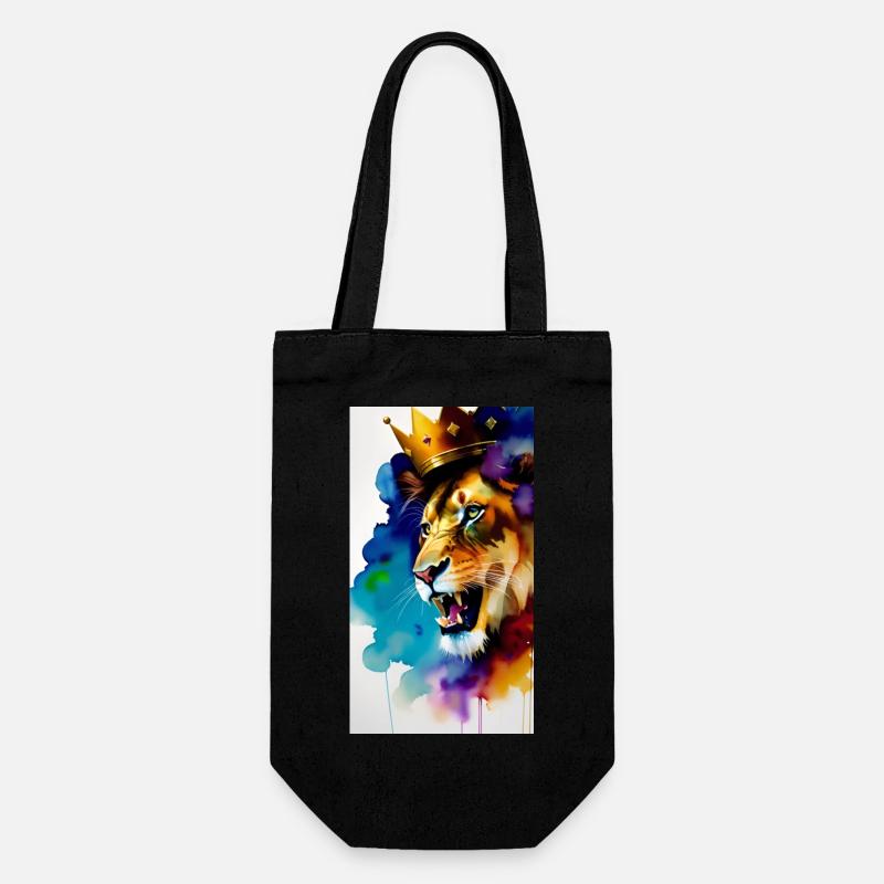 Crowned Lion Watercolour - Gift Bag for Bottles - black