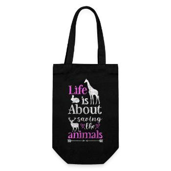 Tierschützer Vegetarier Tierliebe Tierheim - Geschenkbeutel für Flaschen - Schwarz - Vorne