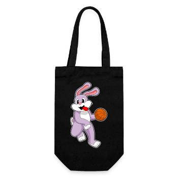 Hase Basketballspieler Basketball - Geschenkbeutel für Flaschen - Schwarz - Vorne