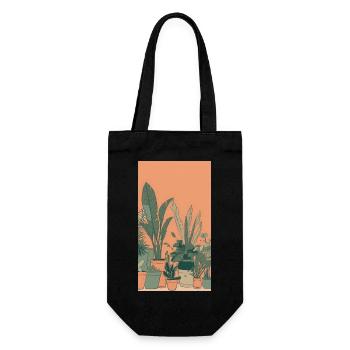 Houseplants in an orange ambience - Gift Bag for Bottles - black - Front