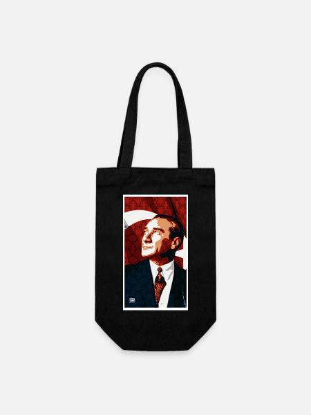 Mustafa Kemal Atatürk-Osmanli Slap - Geschenkbeutel für Flaschen - Schwarz
