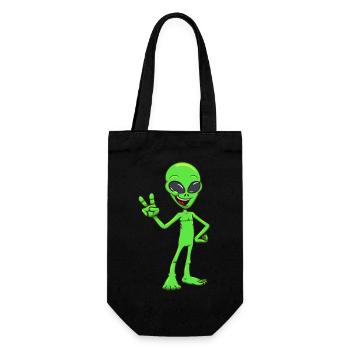 Freundlicher Außerirdischer - Geschenkbeutel für Flaschen - Schwarz - Vorne