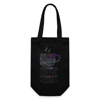 Turn Coffee into Code - Geschenkbeutel für Flaschen - Schwarz - Vorne