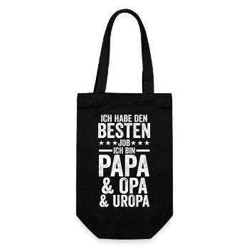 Vater Papa Opa Uropa - Geschenkbeutel für Flaschen - Schwarz - Vorne