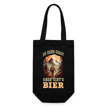 Wandern Bier Wanderer Berge Bergsteigen Klettern - Geschenkbeutel für Flaschen - Schwarz - Vorne